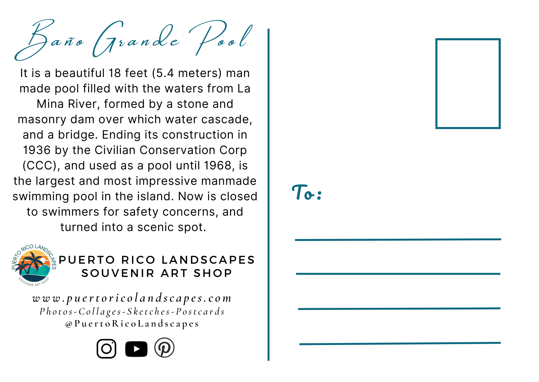 Baño Grande Mail Postcard Back