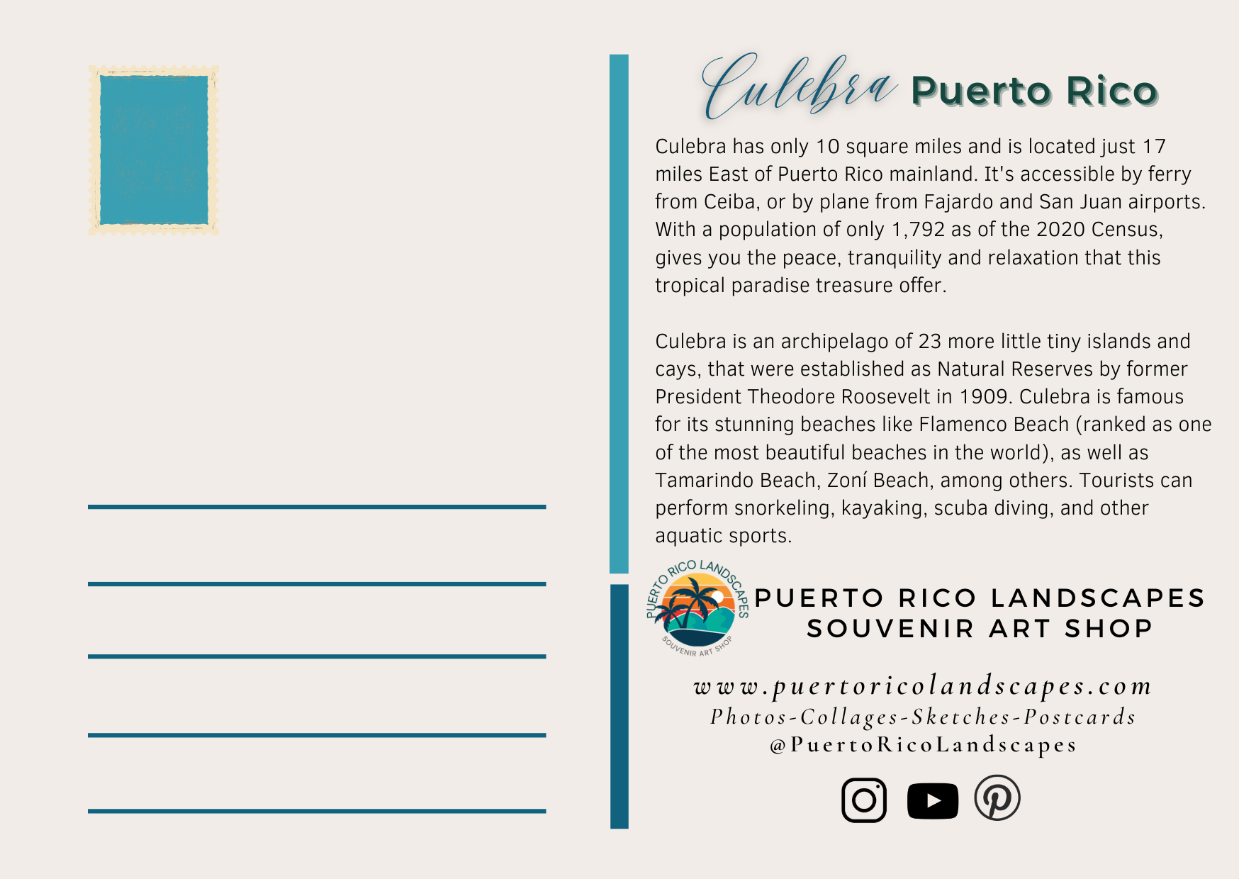 Culebra Mail Postcard Back