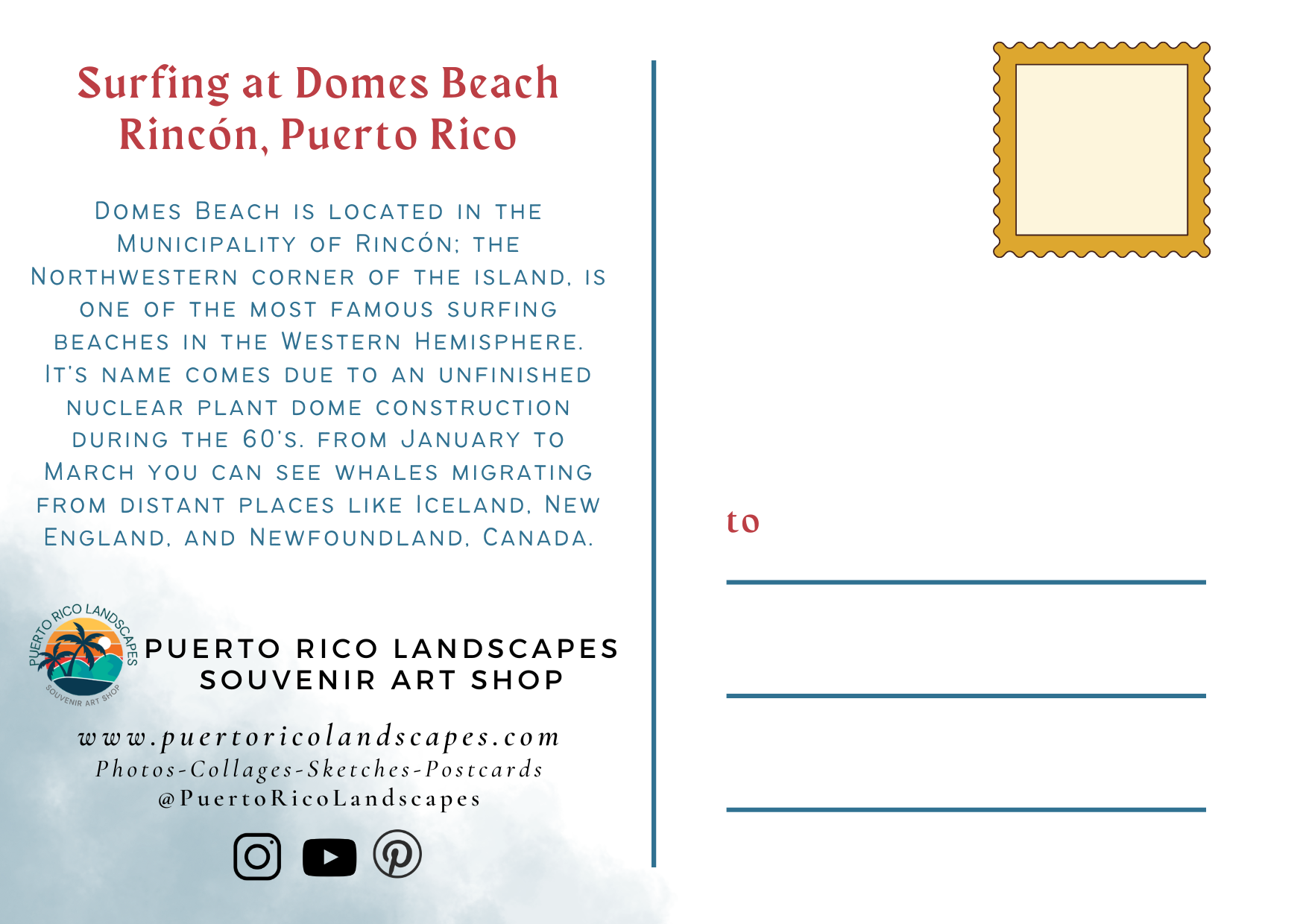 Domes Surfing Beach Mail Postcard Back