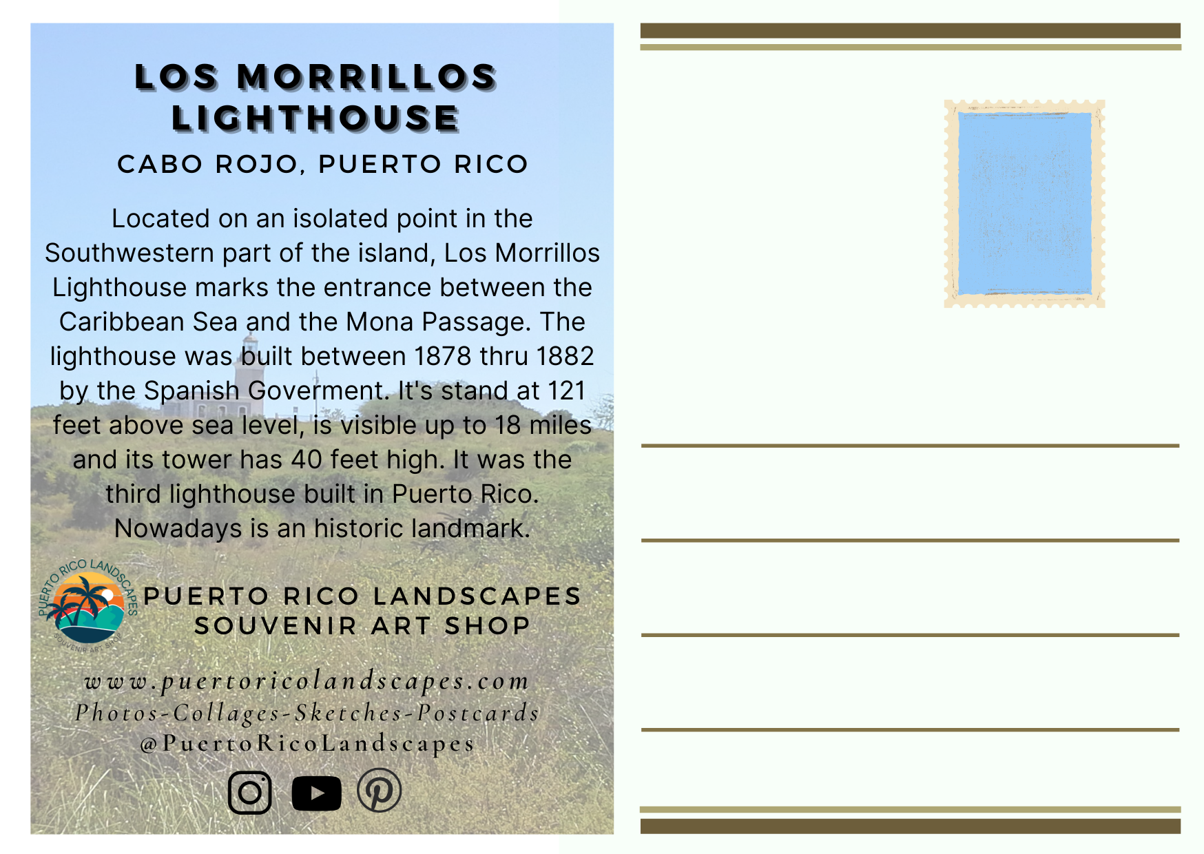 Los Morrillos Lighthouse Mail Postcard Back